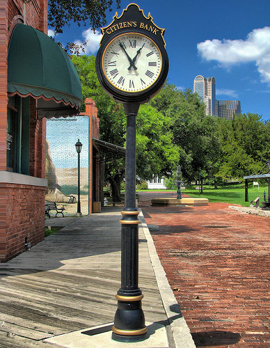 Courtyard Two Dial Street Clock Dallas TX