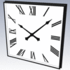 Square semi-flush tower clock design available in sizes from 15 to 48 inches (0.38 to 1.22 meters) with a masonry ring option for mounting to uneven surfaces.