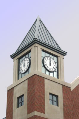 Canister Clock installed in a clock tower at the University of Connecticut