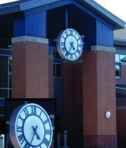 Canister Tower Clock with metal overlay