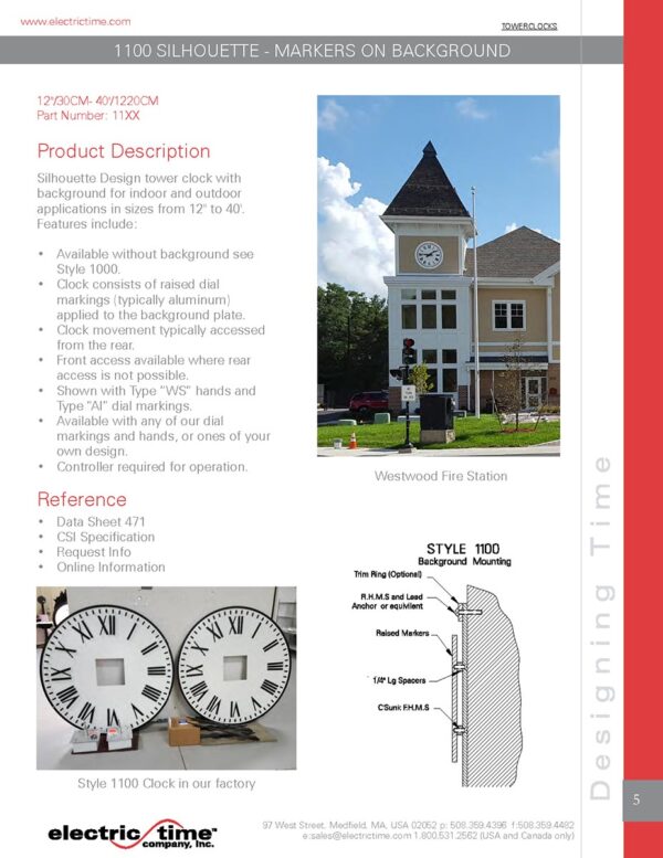 Background Mounted Tower Clock Brochure