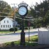 Large Two Dial Howard Street Clock Illuminated Header Whitinsville MA