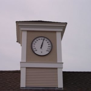 Silhouette Tower Clock Thermometer Style 1140 Background Mounted Orleans MA