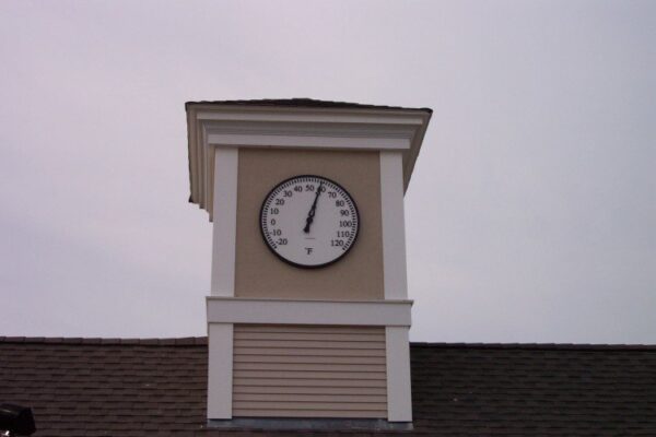 Silhouette Tower Clock Thermometer Style 1140 Background Mounted Orleans MA