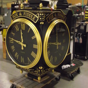 Street Clock with black dials and gold leafed dial markings
