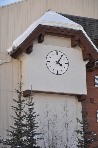 Silhouette Tower Clock Style 1184 Background Mounted Vail CO