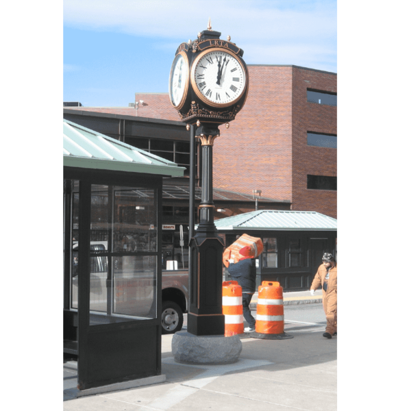 Four Dial Large Howard Post Clock Lowell MA