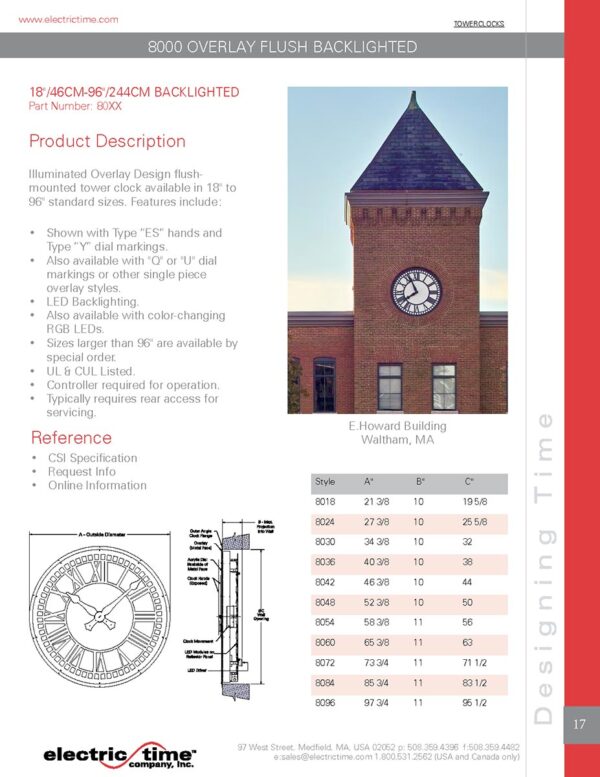 Overlay Flush Tower Clock