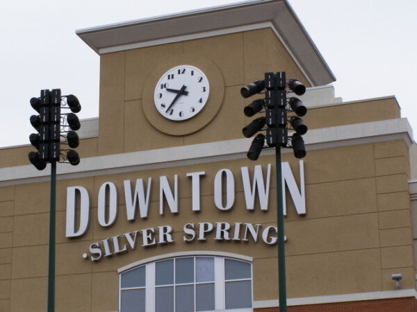 Tower Clock Style 6696 Surface Backlit Silver Spring MD