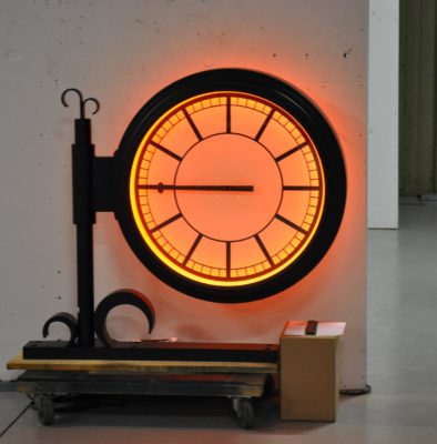 Double Dial Projecting Clock on test with custom color lighting