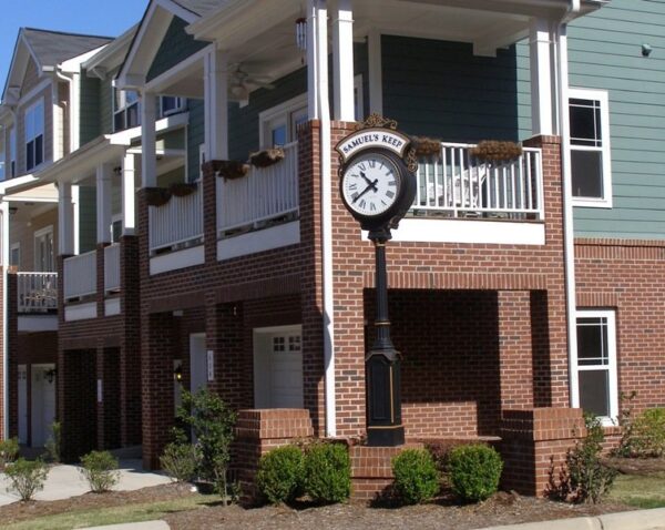 Small Two Dial Howard Street Clock Illuminated Header Cary NC