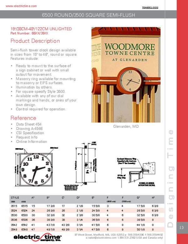Semi Flush Tower Clock Catalog