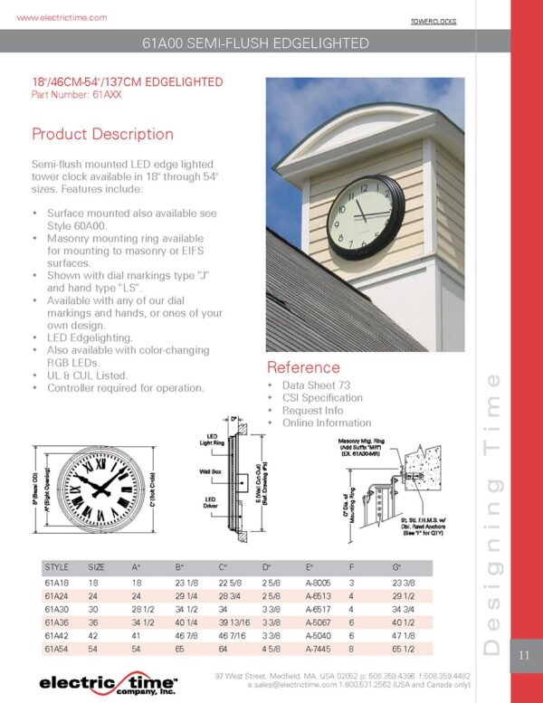 Semi-Flush Tower Clock Brochure