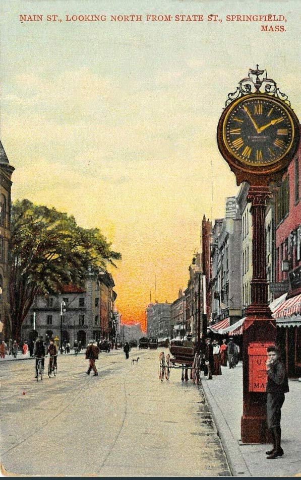 Street Clock - Springfield, Massachusetts - Post Card