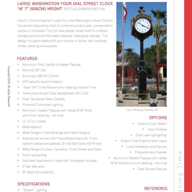 4 Dial Washington Street Clock Large Post Clocks Electric Time®