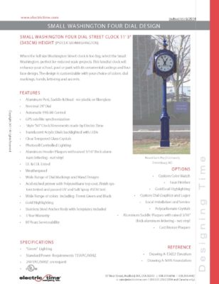 Small Washington Post Clock Catalog Sheet
