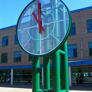 numental Clock - Perforated Metal Dial - SUNY Purchase, NY