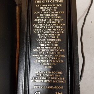 Cast Bronze Street Clock Plaque - City of Saskatoon - Canada Cast Bronze Street Clock Plaque