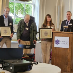 Award ceremony for Almy’s Clock restoration project by Historic Salem Inc.