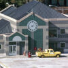 Tower clock installed at the New York City 6th Avenue Heliport, featuring a classic Roman numeral dial