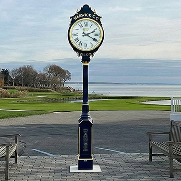 Street clock installed at Warwick Country Club golf course