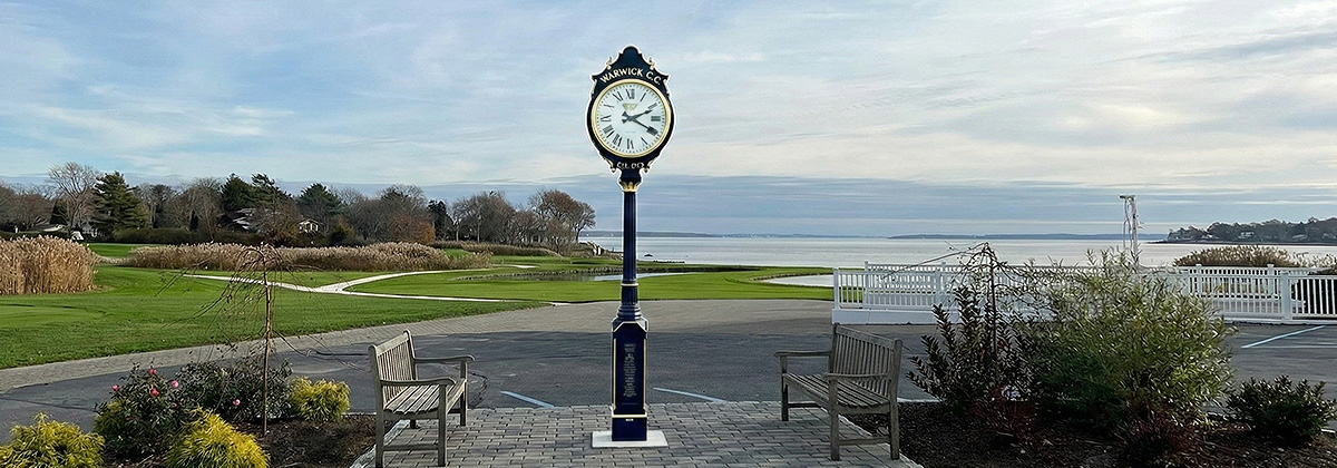 Street clock installed at Warwick Country Club golf course