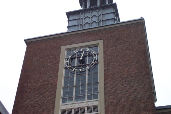 Tower Clock on Window Mullion before Restoration